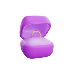 3d rendering valentine's day ring box icon