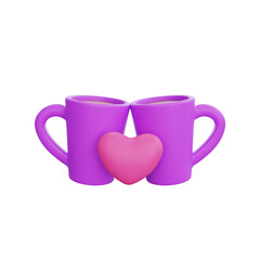 3d rendering valentine's day glass heart icon