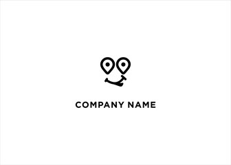 Fun location funny child play ground pin map happy smile place vector logo