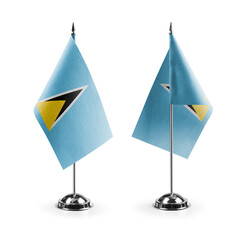 Small national flags of the Saint Lucia on a white background