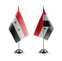 Small national flags of the Syria on a white background