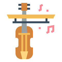 violin flat icon style