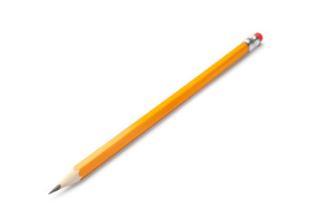Graphite pencil with eraser isolated on white. School stationery