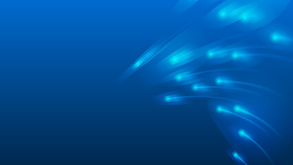 Blue digital background with sparkling blue light particles and areas with deep depths Particles form into lines, surfaces and grids. Vector illustration.