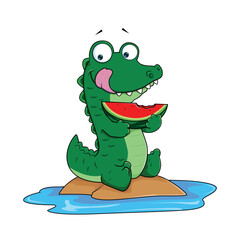 Hand drawn choco eat watermelon coloring pages premium vector