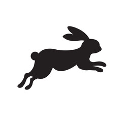 Rabbit jumping silhouette. Easter Bunny. A jumping rabbit. Black silhouette on a white background.