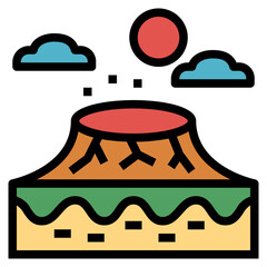 volcano filled outline icon style