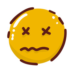 smiling emoji with mouth dissatisfied emoticon isolated on white