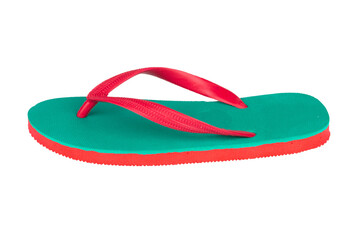 sandals  flip flops color red green isolated on white background