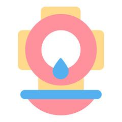 Diving helmet for deep diving, for underwater work  - icon, illustration on white background, flat color style