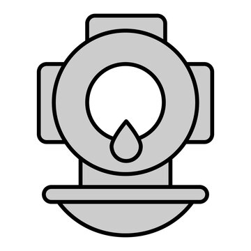 Diving helmet for deep diving, for underwater work  - icon, illustration on white background, grey style