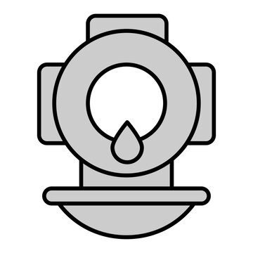 Diving helmet for deep diving, for underwater work  - icon, illustration on white background, grey style