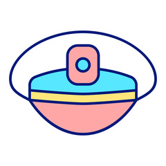Captain's cap, ship captain's headdress  - icon, illustration on white background, color style