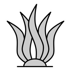 Algae growing on the ocean floor  - icon, illustration on white background, grey style