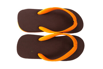Obraz premium sandals flip flops color brown orange isolated on white background