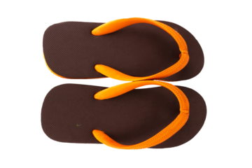 sandals  flip flops color brown orange isolated on white background
