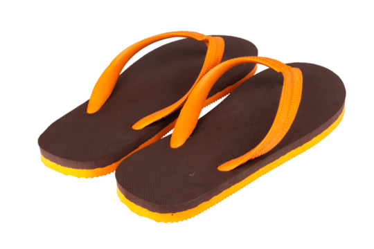 sandals  flip flops color brown orange isolated on white background