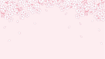 桜の線画の背景　ピンク