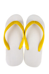 sandals  flip flops color yellow isolated on white background
