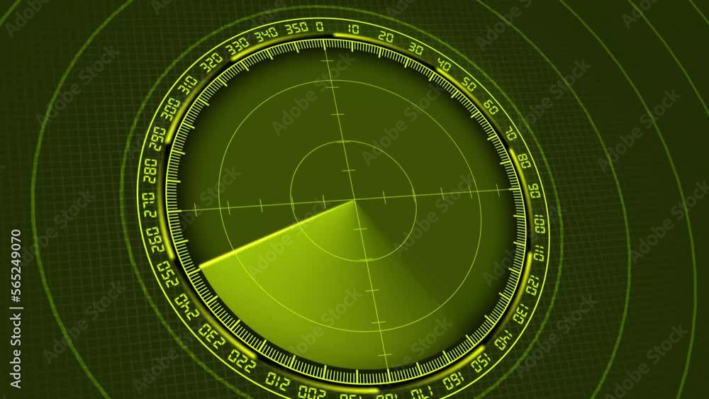 Poster radar hud screen animation 4k. motion graphic of colorful sonar radar screen searching an object wit