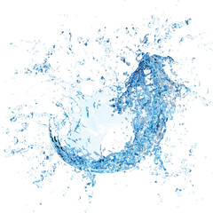 Fototapeta 3d clear blue water scattered around, water splash transparent isolated. 3d render illustration obraz