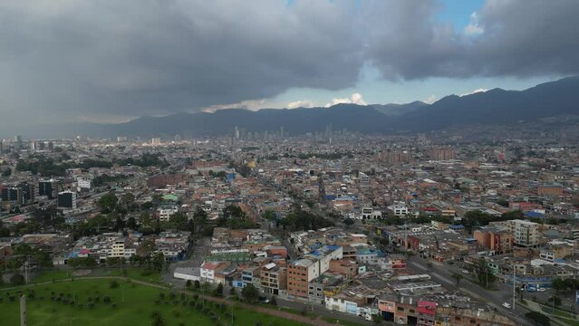 South area view of Bogota, view of Monserrate and the city center