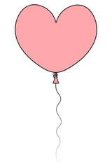 Obraz na płótnie Canvas A balloon in the form of a pink heart. Nice decoration for the holiday. Color vector illustration. The rubber ball is tied with thread. Cartoon style. Isolated background. Idea for web design