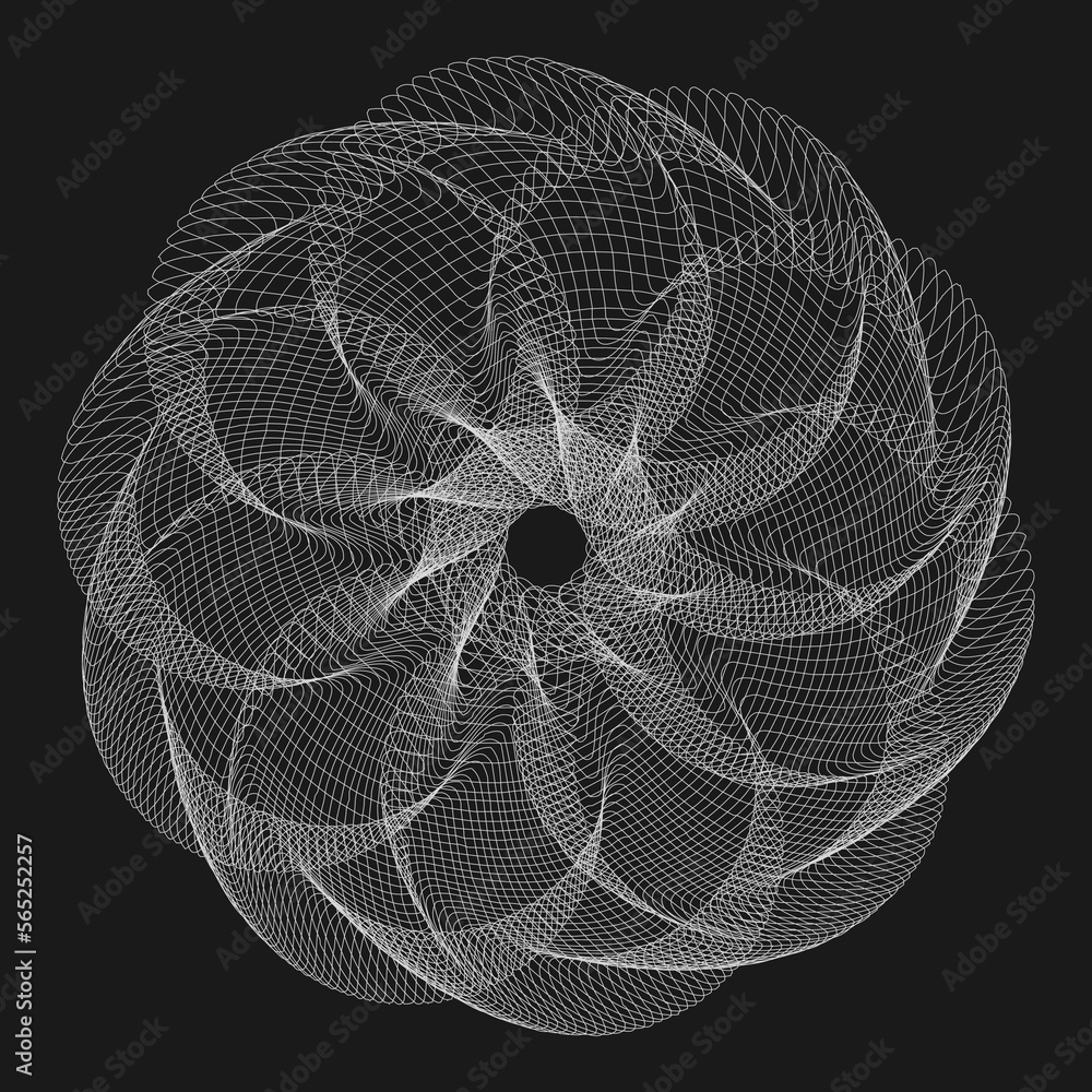 Poster abstract guilloche shape on black background for you projects. vector design art