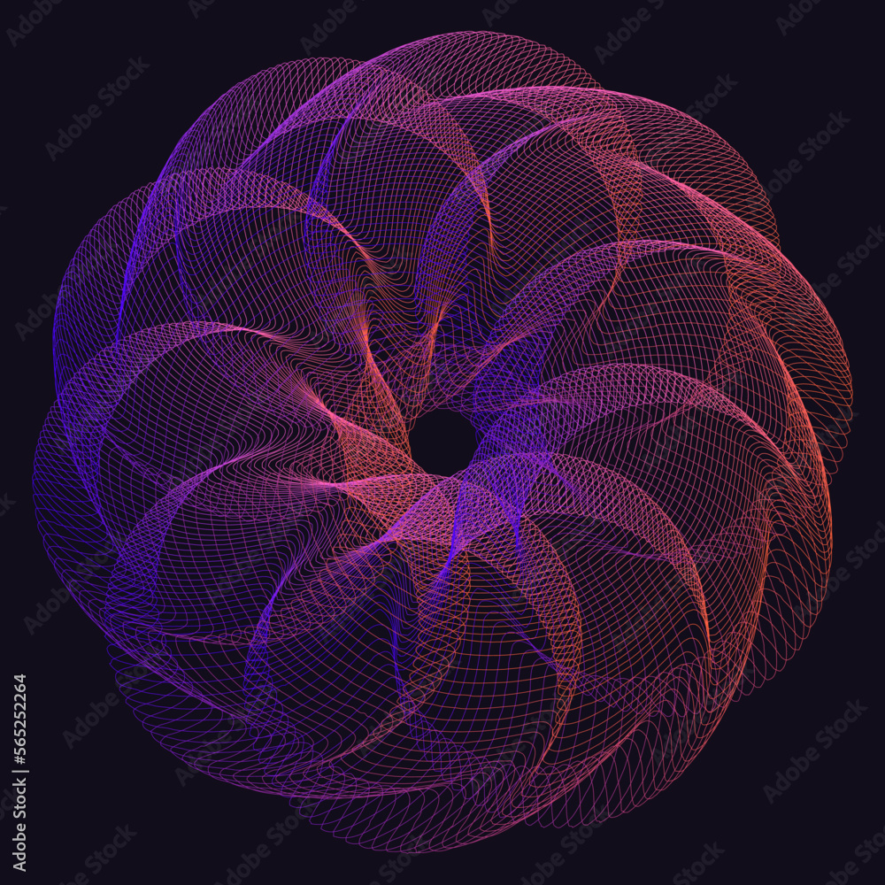 Poster abstract guilloche shape on dark background for you projects. vector design art