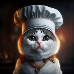 Portrait of a Cat Dressed as a Chef