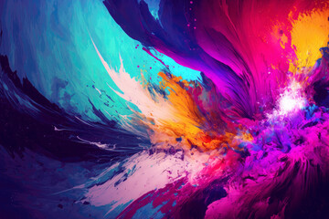A vibrant and dynamic image of swirling colorful smoke, creating a mesmerizing and abstract composition. Perfect for use in designs related to creativity, art, and celebration. Generative AI