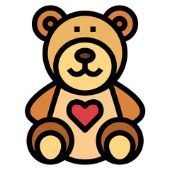 teddy bear filled outline icon style