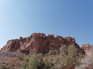 Fototapeta premium Ruins of the old fort of the ancient city of Keshit in Dasht-e Lut Desert, Kerman Province, Iran