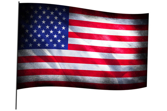 Isolated waving flag of the United States of America