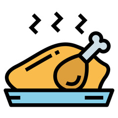 chicken filled outline icon style