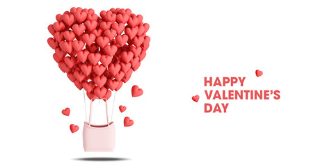 Happy Valentine's Day banner. Holiday background design with red heart on white