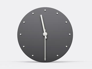 Simple clock gray 11:30 o'clock Modern Minimal Clock. 3D illustration