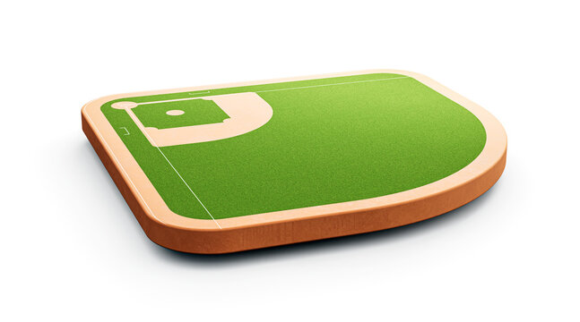 Realistic baseball Stadium baseball playground 3d icon. Athletic equipment 3d illustration