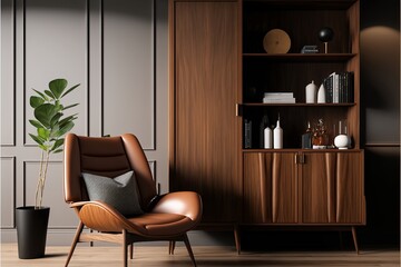Designing a Minimalist Apartment with a Timeless Twist: Using AI-Generated 3D Renderings for Unique Domestic Architecture, Furniture Design, Interior Decor, and Indoor Art Illustrations, Chair, Stofa