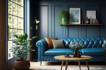 Obraz premium Designing a Minimalist Apartment with a Timeless Twist: Using AI-Generated 3D Renderings for Unique Domestic Architecture, Furniture Design, Interior Decor, and Indoor Art Illustrations, Chair, Stofa