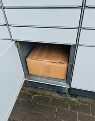 Package in a lockbox. Concept of service delivery and logistics for better future sustainability....
