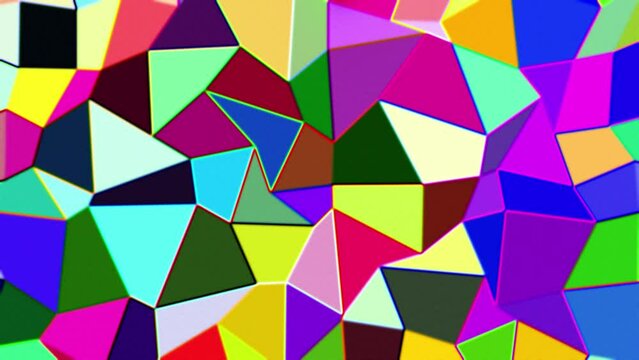 Low poly in colorful trapezium shape color transition background. 4k resolution 2D backdrop