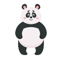 Cute panda. Vector illustration of a bear, cartoon panda on white background.
