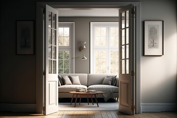 Obraz premium Designing a Modern Apartment Interior with a Touch of Mediterranean Style