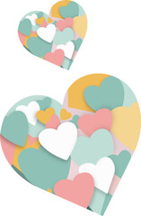 Pastel Color Paper Tiny Hearts Inside Heart Shapes.
