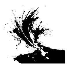 Ink splashes and strokes on a white background