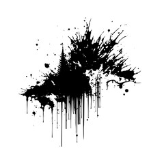 Ink splashes and strokes on a white background
