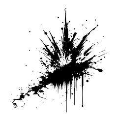 Ink splashes and strokes on a white background