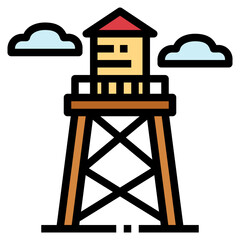 water tower filled outline icon style