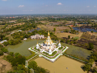 Naklejka premium Khon Kaen, Thailand, Jan 13, 2023 : Wat Thung Setthi, Beautiful temple, not far from the city of Khon Kaen, with beautiful architecture, especially the pagoda and surrounding buildings.